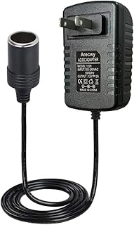 Arecwy 12V 2A 24W Power Supply Adapter with Car Cigarette Lighter Socket - AC 100V-240V to DC 12V 2A Power Supply Converter Transformer US Wall Plug Adapter