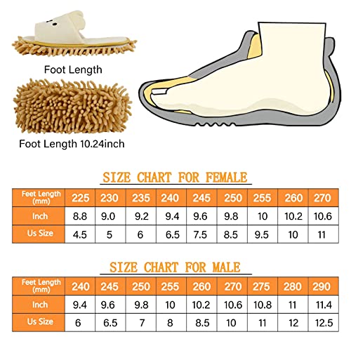 Liitrton 1 Pair Detachable Mop Slippers Shoes Microfiber Chenille Soft Comfortable Dust Dirt Hair Cleaner (Beige) #TOP1