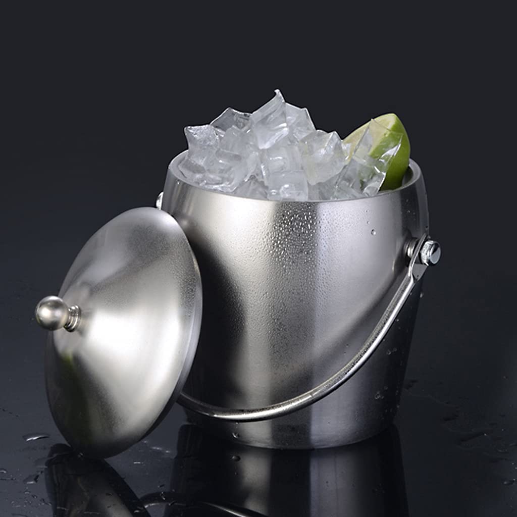 Cubitera de Gran Capacidad, Recipiente de Metal con asa de Transporte en Forma de Cabeza de Ciervo, Cuenco de Acero Inoxidable para champán, para Uso en el hogar, Bar o Tienda de b