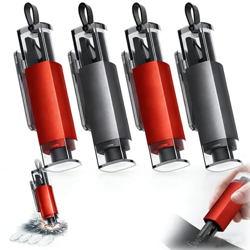 AWTFYCPY Car Window Breaker & Seatbelt Cutter, Japan-Seki Vacuum Heat-Treated Stainless Steel Spring Loaded Safety Hammer, Underwater Glass Breaker Escape Tool - 4-Pack (Red & Grey)
