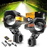 Auxbeam Motorcycle LED Fog Lights Driving Lights Amber Auxiliary Light, MT8 Series LED Spotlight with 8 Modes Dual Color, 60W 6000LM Off-Road Work Light for Motorcycle ATV UTV Dirtbike Truck