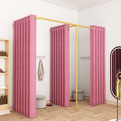 QQXY F Type Clothing Store Fitting Room,Portable Temporary Mobile Privacy Protection Dressing Room,Partition Curtain Used in Large Shopping Malls and Clothing Stores (Color : Pink, Size : 100x200cm)
