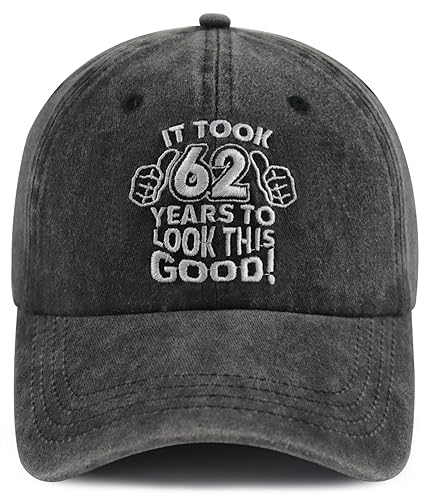 62th Birthday Gifts for Women Men Vintage 1962 62 Years Old Party Supplies Hat Adjustable Cotton Embroidered 62 Birthday Decorations Baseball Cap Funny Gifts for Wife Huaband Aunt Uncle