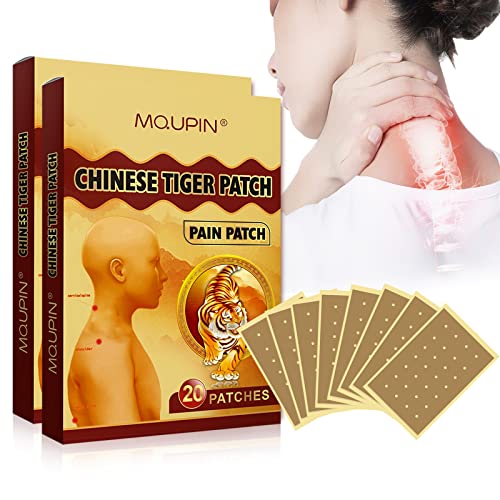 MQUPIN Parches para aliviar el dolor,40 parches de tigre chino, parches de hierbas para la rodilla, espalda, articulaciones, dolor muscular y de cuello.