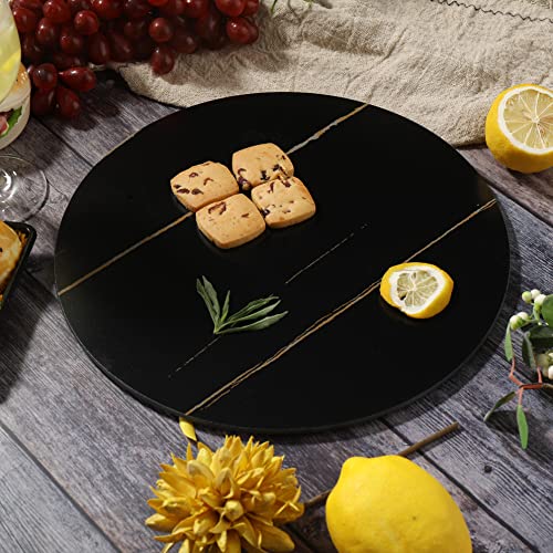 Murrey Home Tempered Glass Cutting Board Glaze Print Set Of 4, Non Slip Glass Trays For Kitchen Countertop, Black Marble, Scratch, Heat Resistant Glass Plate, Rectangle & Round #TOP4