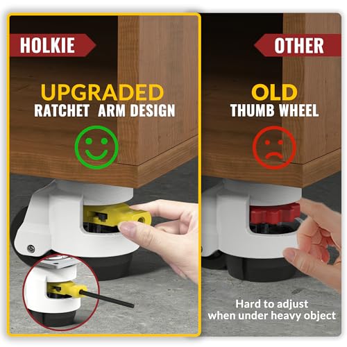 Holkie SPTJL60Y Leveling Casters With Ratchet Handle Design Casters Set Of 4 Total Capacity 2200 Lbs Heavy Duty Industrial Casters thumb #4