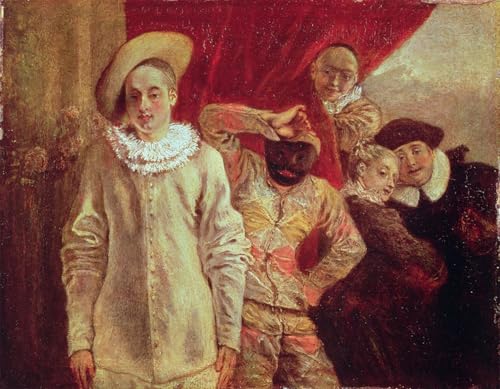 Arlequin Pierrot et Scapin Watteau affiche toile art portrait décoration murale maison