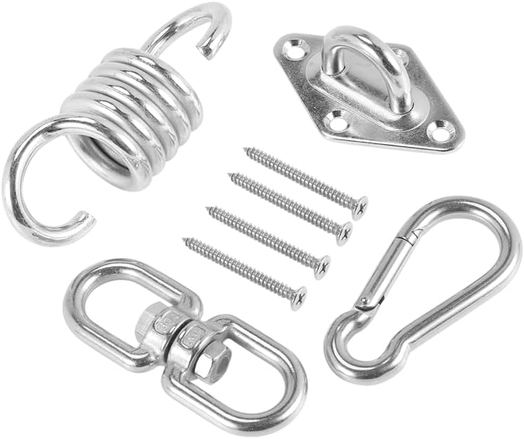 Hammock Hanger Spring Hook Swivel Spinner Wooden Beam for Hammock Swing Chair Hanging Plant for Boxing Punching Bag (Color: Silver)
