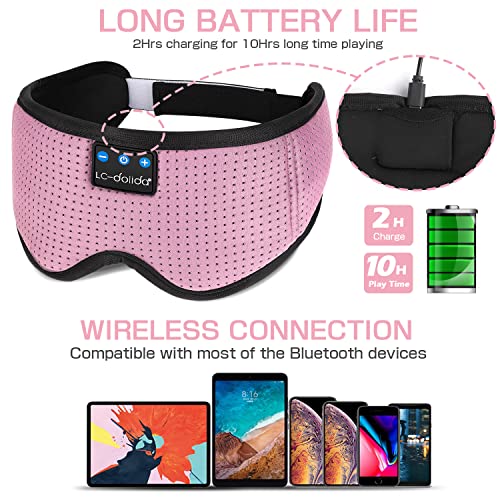 Image of Sleep Mask with Bluetooth Headphones,LC-dolida Sleep Headphones Bluetooth Sleep Mask 3D Sleeping Headphones for Side Sleepers Best Gift and Travel Essential (Classical Pink)