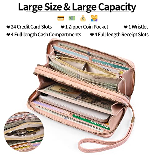 Image of GAEKEAO RFID Leather Wristlet Wallet for Women with Grip Strap