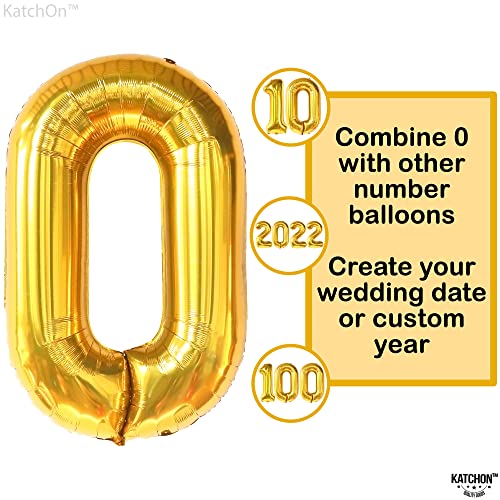 Image of KatchOn Gold 0 Balloon Number 40 Inch, Gold Zero for Birthday Decorations