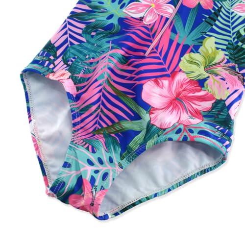 Image of Girls Long Sleeve One Piece Swimsuit Rash Guard Swimwear Zipper Quick Dry Bathing Suits Sun Protection UPF 50+ (Ages 4-12)