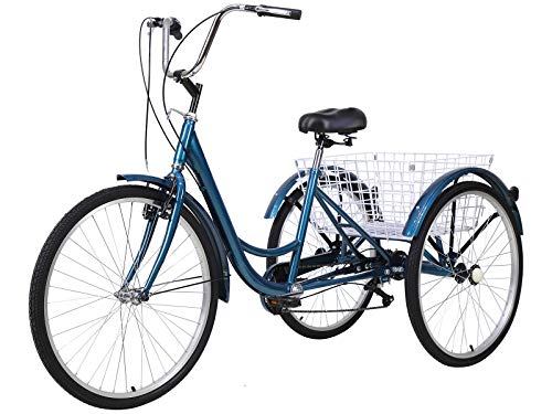 Slsy Adult Tricycles Single Speed, Adult Trikes 24/26 inch 3 Wheel Bikes, Three-Wheeled