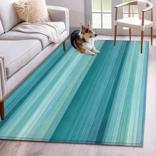 Tapete rectangular 2.7 x 5 ft turquesa ombre miniatura 1