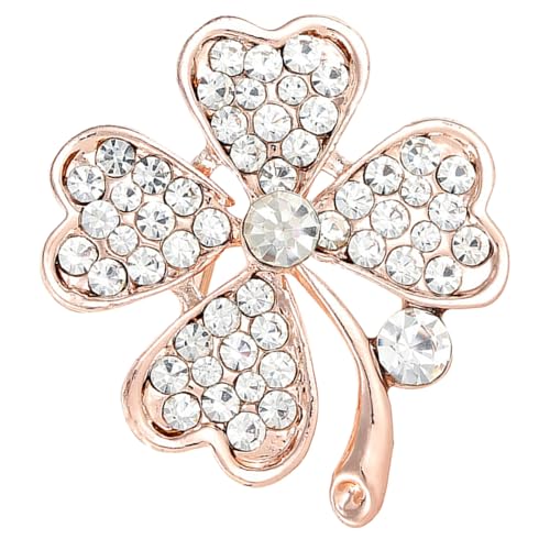 VALICLUD Broche Trèfle à Quatre Feuilles Légère Alliage avec Cristaux Scintillants Épingle Chanceuse Irlandaise pour Femme Accessoire Polyvalent pour Veste Chapeau et Saint Patrick's Day