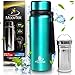 Bottiglia per acqua a infusione, 750 ml, per tè e frutta, isotermica in acciaio inox, doppia parete 18/8 con infusore, extra lunga, per lavoro, scuola, ufficio, escursionismo