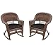 Jeco Rocker Wicker Chair with Black Cushion, Set of 2, Honey