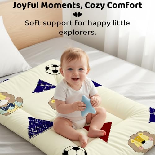 Image of StarAndDaisy Newborn Baby Bedding Nest Cotton Cushioned Mattress Sheet with 2 Side Bolster Pillows & 1 Head Pillow Breathable & Soft Boys & Girl Design.
