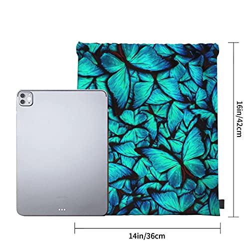 Tumzfhq Green Cute Butterflys Drawstring Backpack Bags Gym For Women Girls Adult Sports Draw String Back Sack Cinch Travel Dance Sackpack Lightweight Water Resistant #TOP5