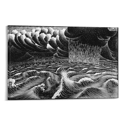 M.C. Escher Impression sur toile représentant le deuxième jour de la création 20 x 30 cm
