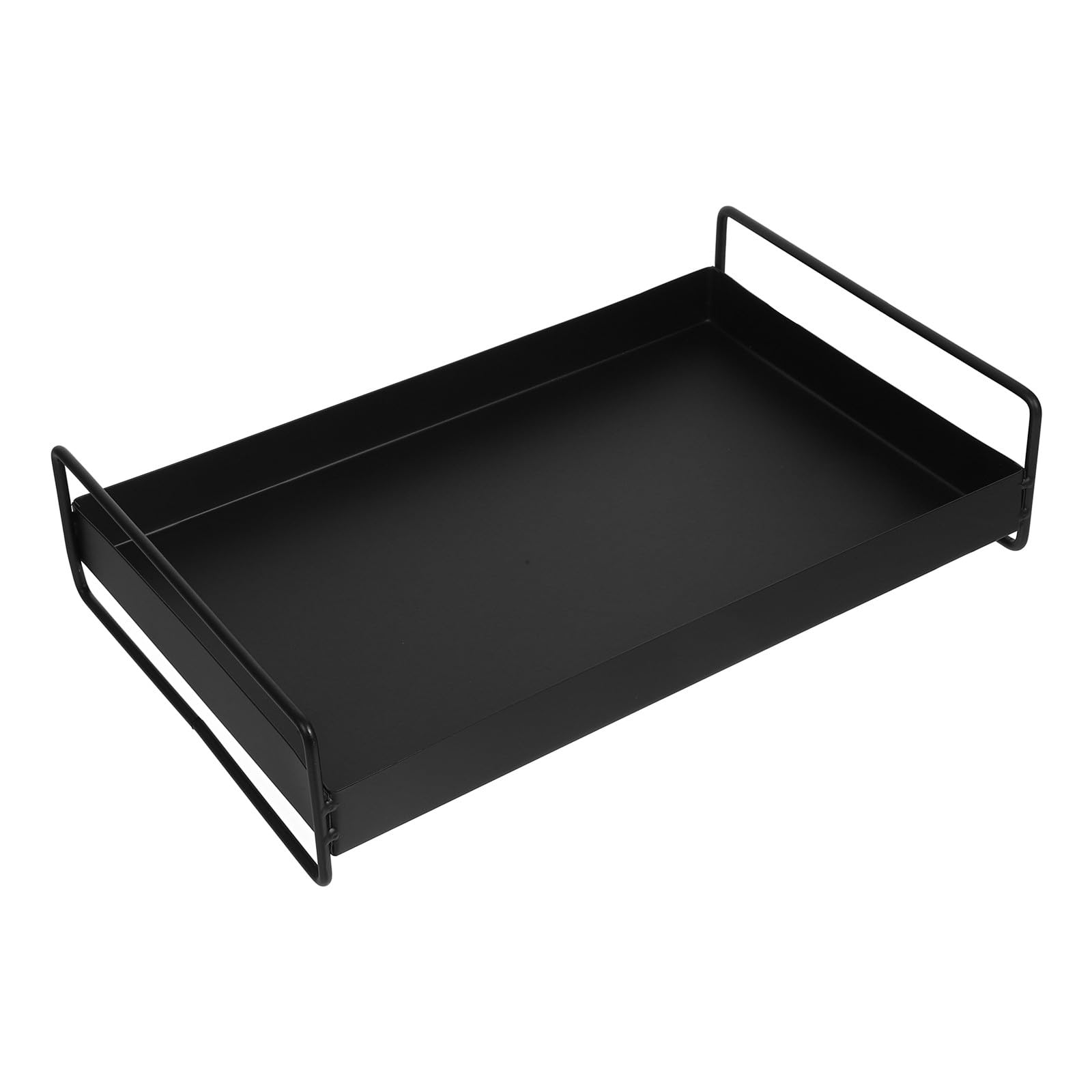 Mipcase Bandeja Metálica Rectangular para Servir con Asas Bandeja para Fruta y Aperitivos Plato Decorativo Negro para Mesa de Centro y Joyero 1 Unidad