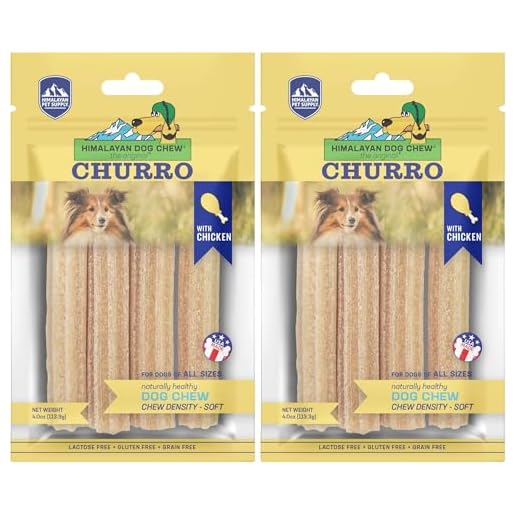 Himalayan Dog Chew Churro Yak Cheese Dog Chews, 100% Natural, Long Lasting, Gluten Free, Healthy & Safe Dog Treats, Lactose & Grain Free, Protein Rich, for All Breeds, Soft, Real Chicken Flavor, 4 oz