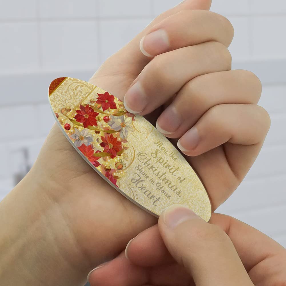 Christmas Holiday Tree Spirit Shine in Your Heart Double-Sided Oval Nail File Emery Board Set 4 Pack