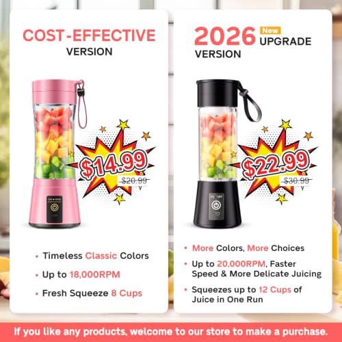 Image of Cordless Portable Personal Size Blender - Mini Blender Make Smoothies and Shakes, 380Ml BPA Free Travel Cup, Powerful Blending Suit in Office /Home /Gym