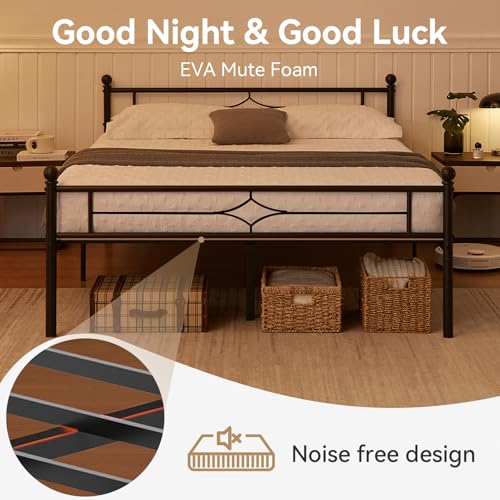 Image of Nelaukoko Full Metal Bed Frame with Headboard and Footboard, Platform Bed Frame Full Size with Storage Underneath, Strong Metal Slats Support, No Box Spring Needed, Easy Assembly, Black