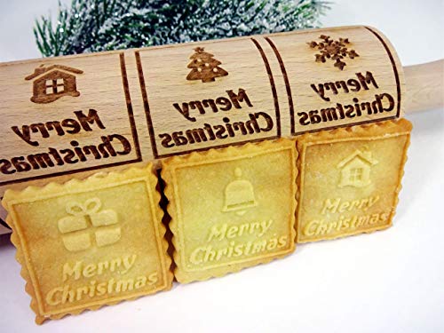 Rolling Pin Christmas Windows Embossing Dough Roller With Merry Christmas For Gingerbread Cookies Christmas Gift #TOP2
