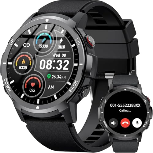 PYRODUM Reloj Inteligente Hombre Llamadas Bluetooth, 1.43' AMOLED Smartwatch Hombre, 5ATM Impermeable Reloj Deportivo con Oxímetro, Pulsómetro, Monitor de Sueño, 113 Modos Deportivos para Android iOS