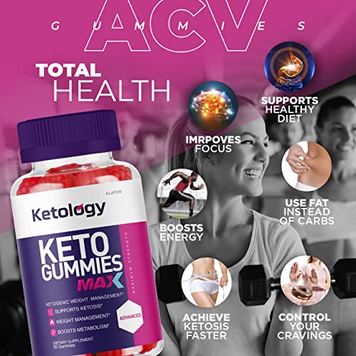(2 Pack) Ketology Keto Max Acv Gummies - New Ketologygummies Max Advanced Apple Cider Vinegar Gummys, Shark, Max Ketologie + Gummy S For 60 Days Supply #TOP1