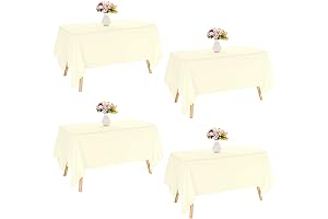 Beige Tablecloths for Rectangular 8ft Tables - Set of 4 Washable Table...