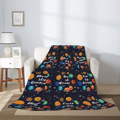 Couverture flanelle planète mignonne plaid chaud canapé lit camping