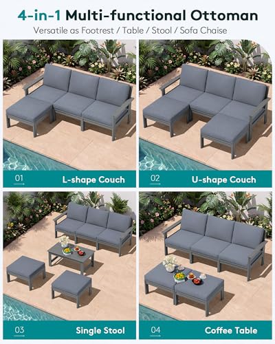 Image of SERWALL HDPE Outdoor Ottoman with Cushions