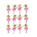 AMZTM Gold Glitter Ballerina Dancing Girl Cupcake Toppers, Wedding Bridal Shower Birthday Party Decoration Cake Topper 12PCS (Dancing girl)