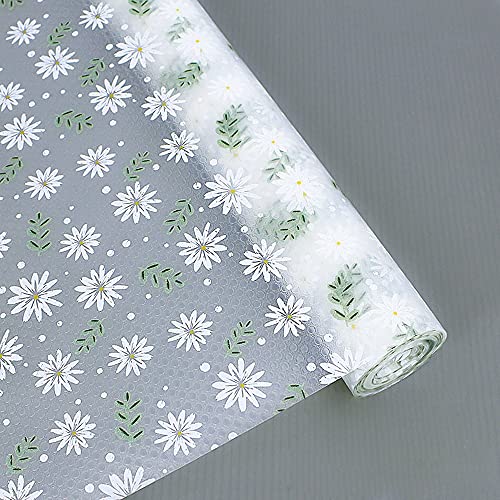 Shelf Liner Cabinet Liner, Non-Adhesive EVA Transparent Kitchen Fridge Food Storage Cabinet Placemats Drawer Mats, Non-Slip Can be Cut Shelf Liner(Daisy/11.8