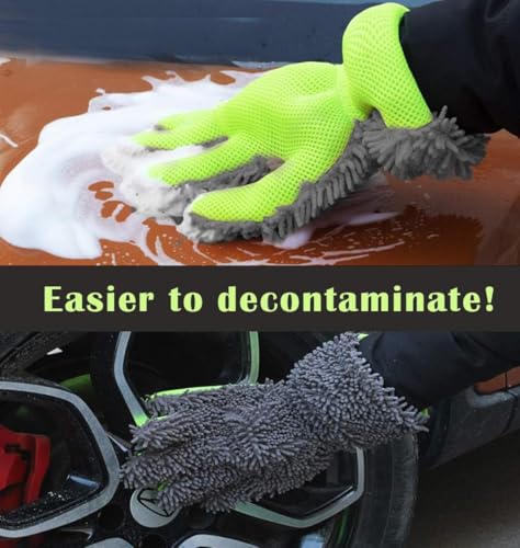 Image of Auto Hub 5 Finger Microfiber Wash Mitts Car Dusting Gloves Double Sided Microfiber Cleaning Gloves Interior Exterior Auto Dusting Mitt for Car Detailing Without Scratch Pack of 3