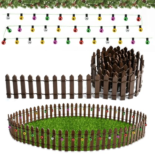 YAJIMAOY Mini Valla de Madera, Valla de Jardín en Miniatura con Luces, 90 x 5 cm Valla de Madera en Miniatura para Casa de Muñecas Decoración Jardíns de Hadas Bonsái Micro Planta Decoraciones