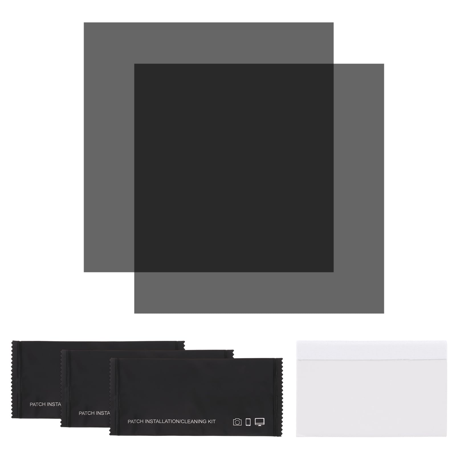 sourcing map 2 Set Polarized Film, 5 x 5 Inch Universal Adhesive Polarized Sheets Linear Polarizing Filter with Cleaning Kit Scraper for LCD Screen Repair Physics Education (120x120mm)