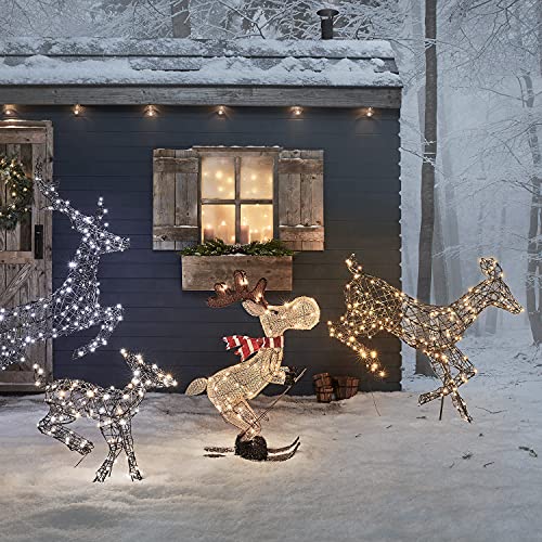 Lights4fun, Inc. 3ft Lighted Skiing Moose Pre-Lit LED Christmas Holiday Decoration