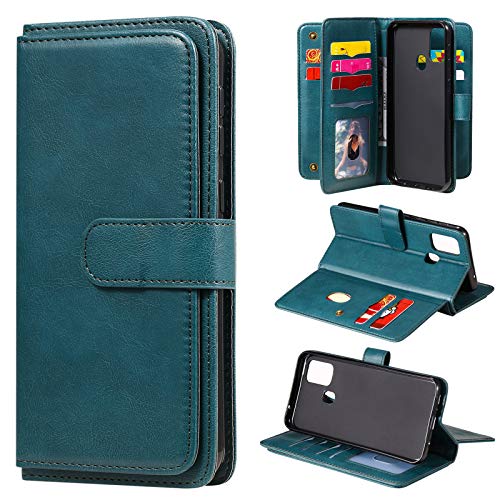 Preisvergleich Produktbild Shazikaihui Handyhülle Kompatibel mit Samsung Galaxy M31 hülle Leder Schutzhülle Geldbörse, Magnetverschluss Handyhülle, 10 Kartenfächer, Samsung M31 Lederhülle (Grün)
