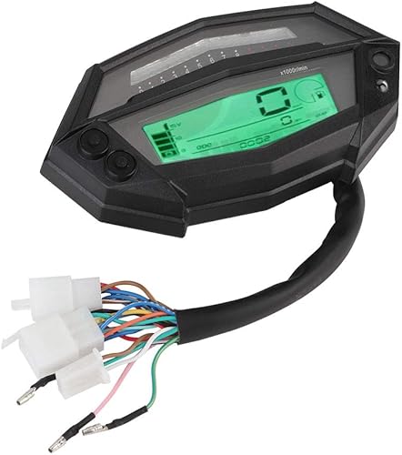 Miniatura 5 de Suuonee Tacómetro digital para motocicleta, velocímetro, PC + LED, tacómetro negro, indicador de engranajes, apto para Kawasaki Z1000