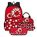 Agoviwo Ladybug Design School Backpack Set for Girls 10-12 Years Old Book Bag, Lunch Bag and Pencil Case