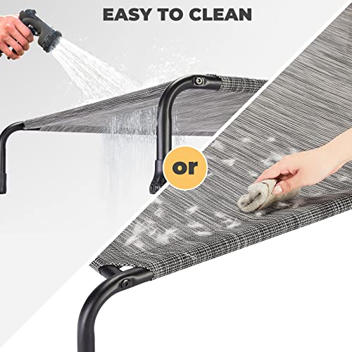 Veehoo Outdoor Elevated Dog Bed, Cooling Raised Dog Cots Beds With No-Slip Feet, Durable Pet Bed For Large Medium Dogs, Washable & Chew Proof Mesh Fabric Cots For Indoor Outdoor, Large, Black Silver #TOP5
