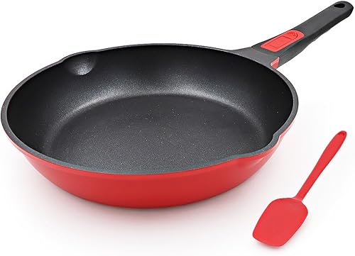 Sartén profunda antiadherente con mango extraíble, sartén de 9.5 pulgadas, sartén antiadherente compatible con todas las estufas, apta para horno y