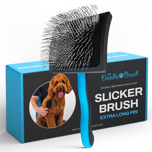 The Doodle Brush Slicker Dog Brush Curly Coat Detangler Extra Long Pin