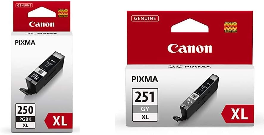 Canon PGI-250XL PGBK and CLI-251XL GRAY Ink Cartridges Compatible with Select Canon Printers