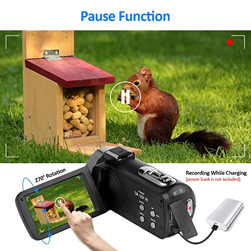 Video Camera Vlogging Camera with MicrophoneFull HD 1080p 30fps 24.0MP Video Camcorder for YouTube Support Remote Controller