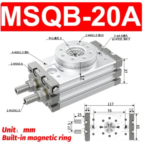 Vérin rotatif pneumatique réglable MSQB20A pour oscillation précise de 0 à 190° - 3